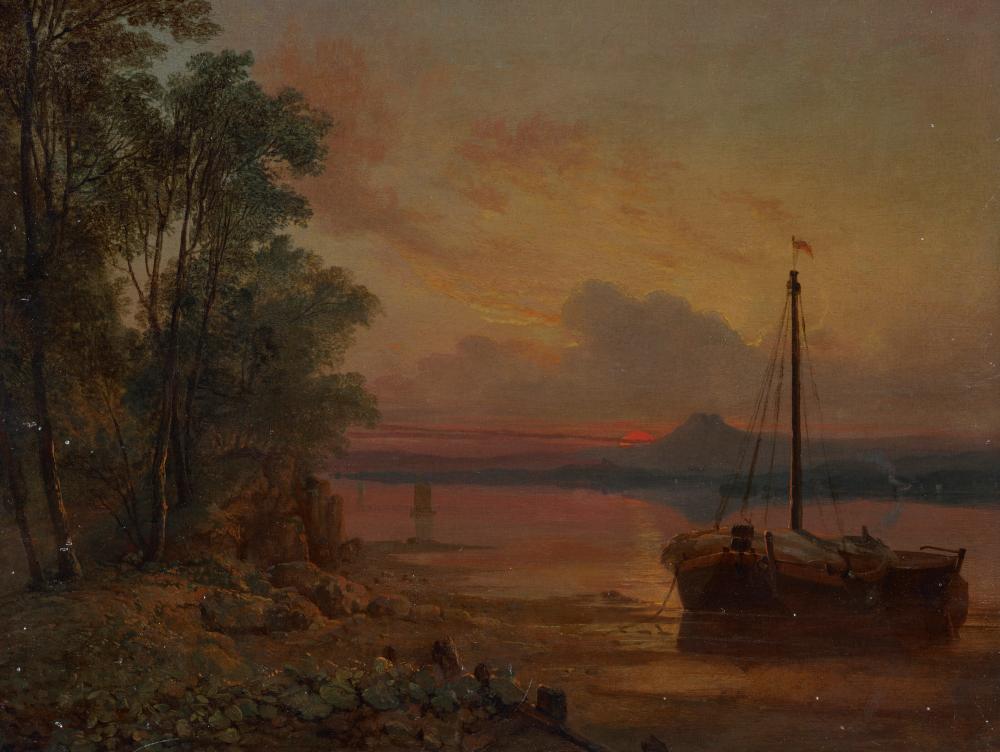Francis Danby comparable auction result: francis danby wexford 1793 1861 exmouth an estuary at sunset with a mo