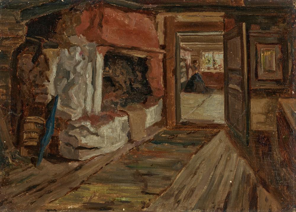 Ernst Josephson comparable auction result: ernst josephson stockholm 1851 1906 interior of a cottage stuginteri re
