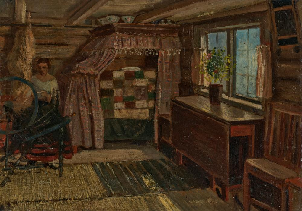 Ernst Josephson comparable auction result: ernst josephson stockholm 1851 1906 interior of a cottage stuginteri re