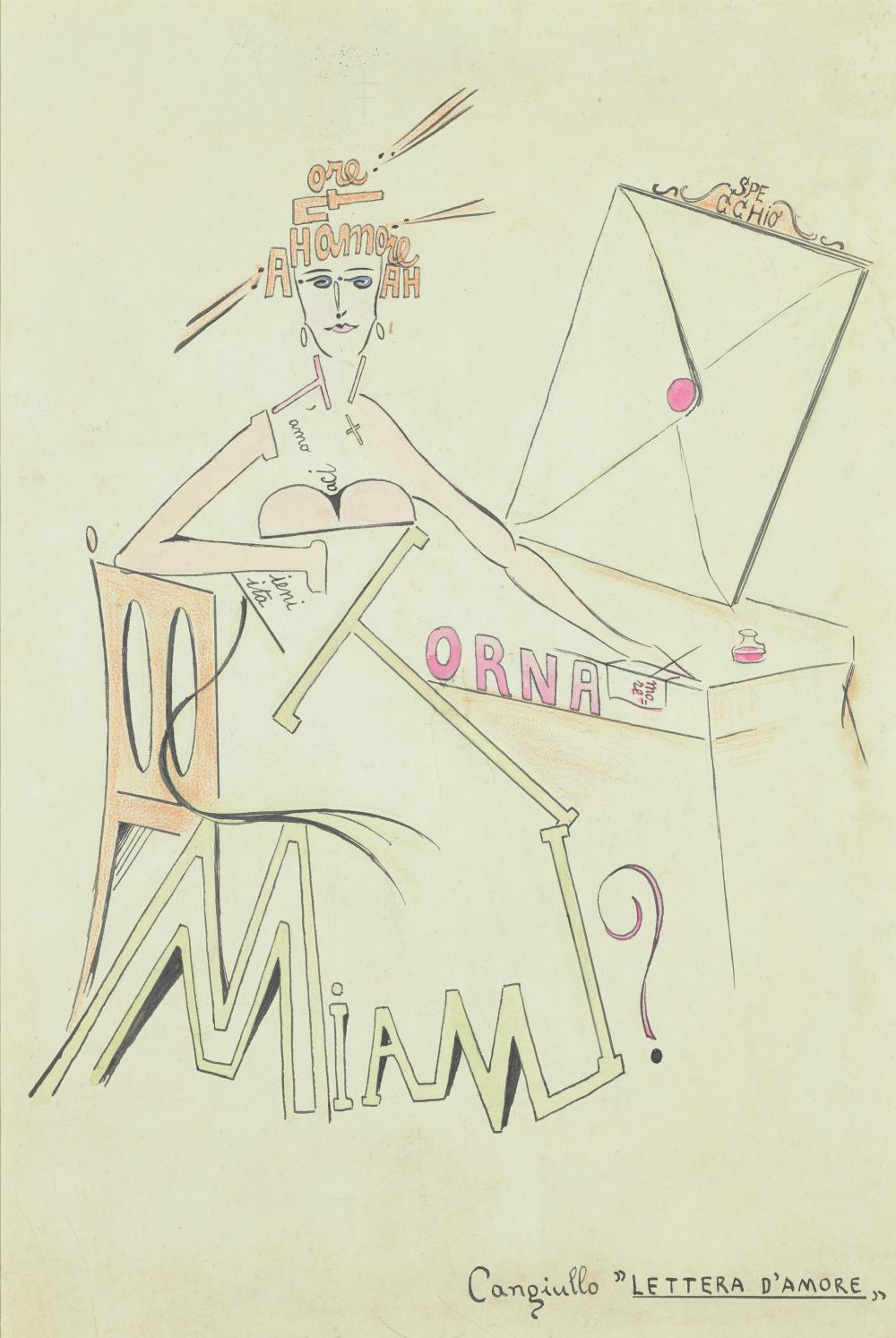 Francesco Cangiullo comparable auction result: francesco cangiullo naples 1884 1977 livorno lettera d amore al tenent