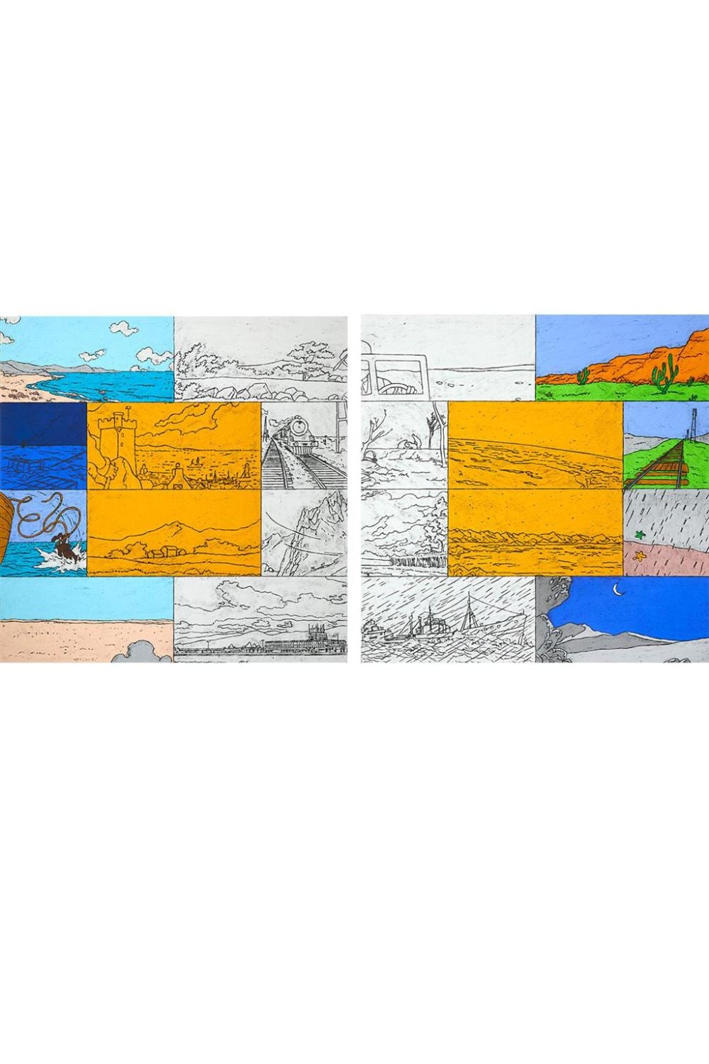 Matt Mullican comparable auction result: matt mullican born 1951 comics in the herg style diptych 2017