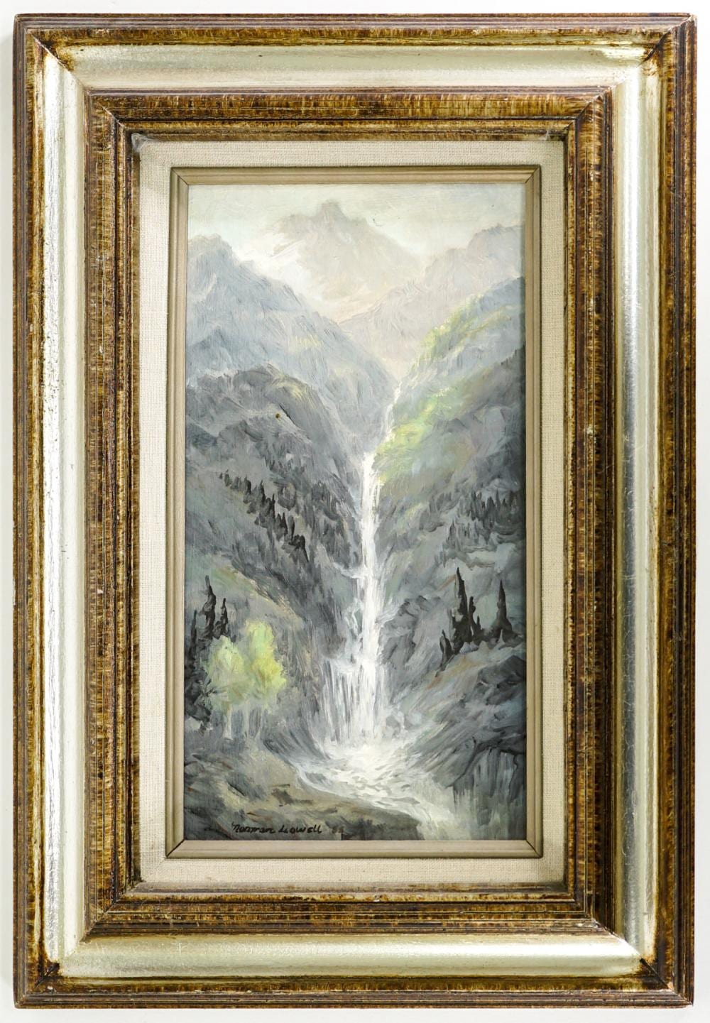 Norman Lowell comparable auction result: norman lowell oil on board valdez falls