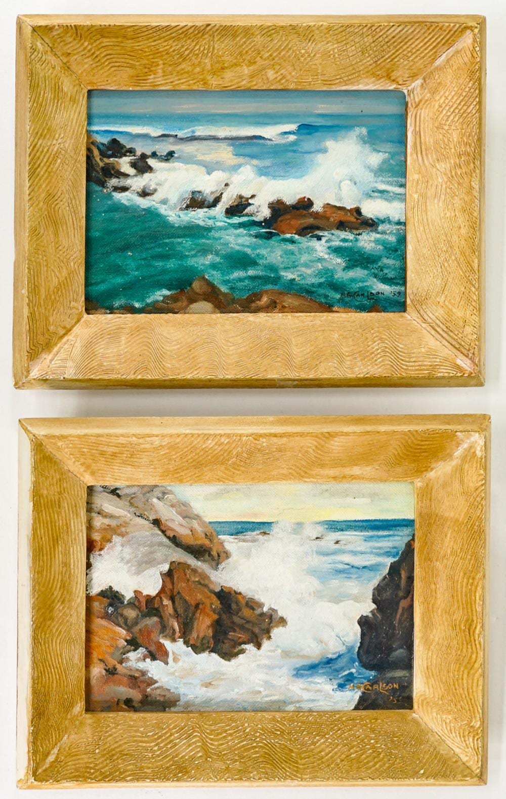 Margaret Goddard Carlson comparable auction result: margaret goddard carlson 2 oils on board sea