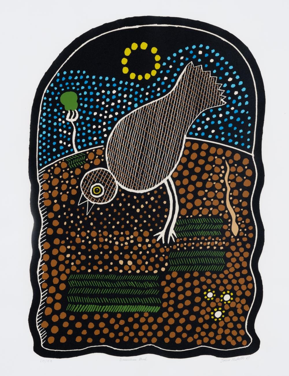 Trevor Nickolls comparable auction result: trevor nickolls 1949 2012 dreamtime bird 1987