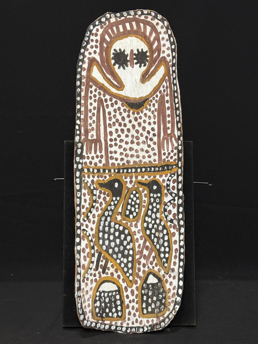 Lily Karedada comparable auction result: lily karadada wanjina natural earth pigments on eucalyptus bark