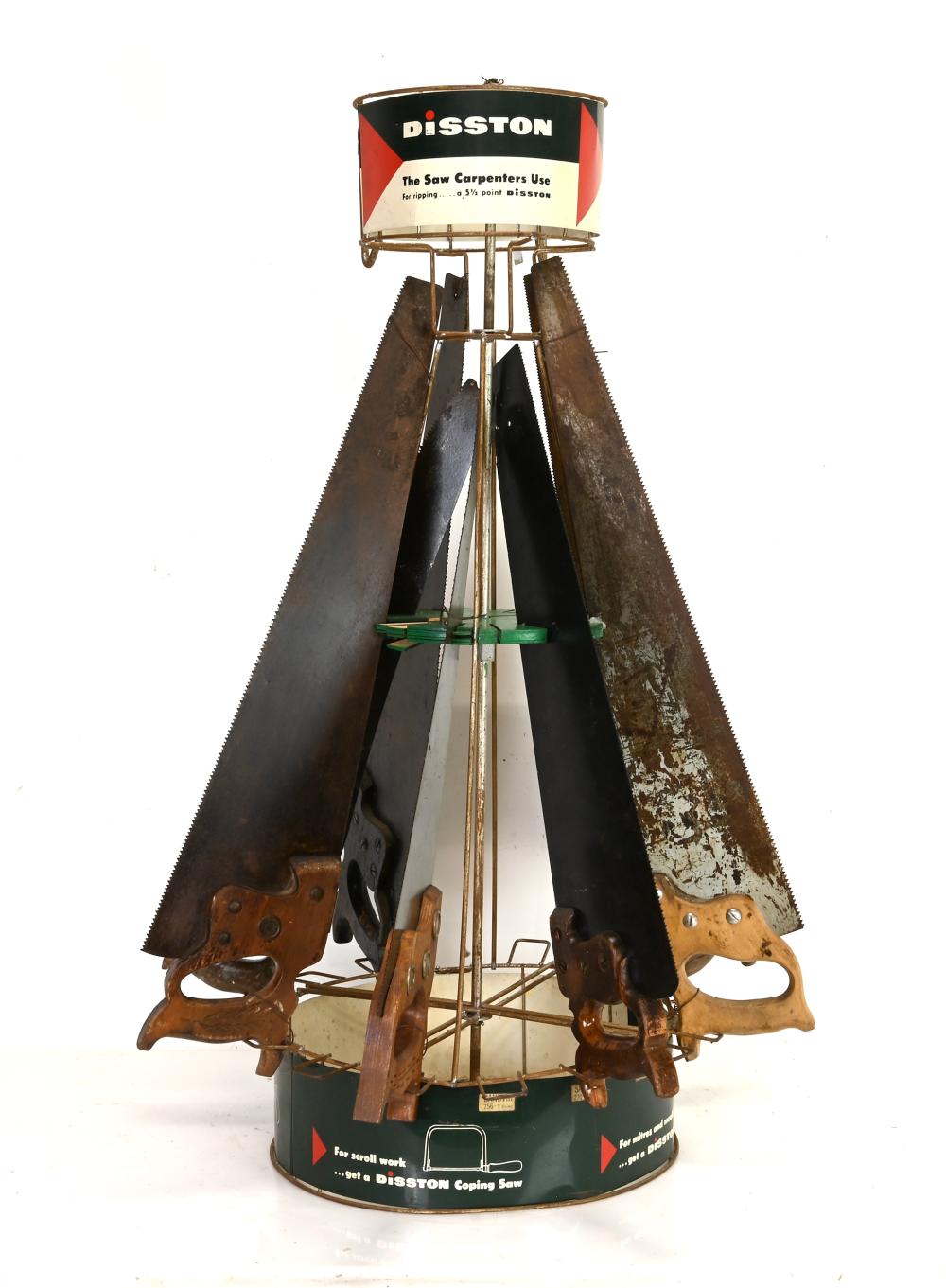 Vintage Disston Saw Hardware Store Hand Saw Display sold by Mebane Antique Auction, lot 319 — auction record photograph