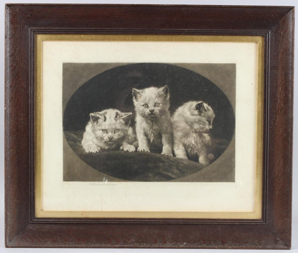 Herbert Thomas Dicksee comparable auction result: herbert dicksee 1862 1942 three kittens mezzotint signed in pencil plate 25cm x 35cm