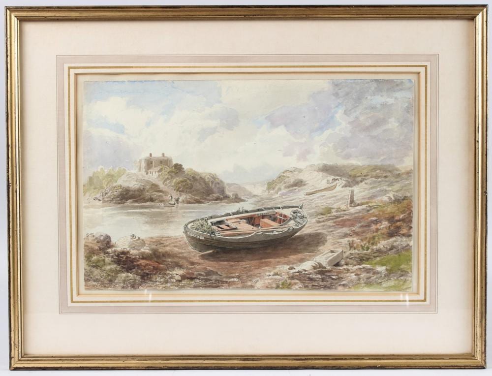 Cornelius Varley comparable auction result: cornelius varley 1781 1873 a peter boat called tryall owned by w tappy drawn up on shore watercolour pe