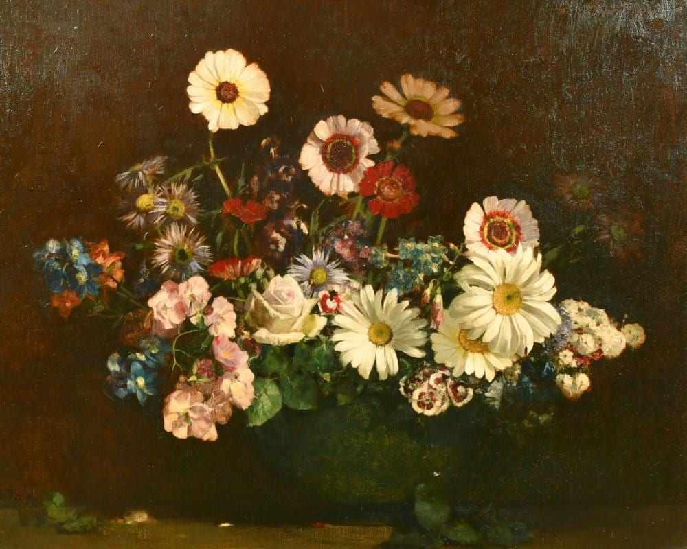 William Thomas Wood comparable auction result: william thomas wood 1877 1958 a medley of summer flowers oil on canvas signed and also signed and in