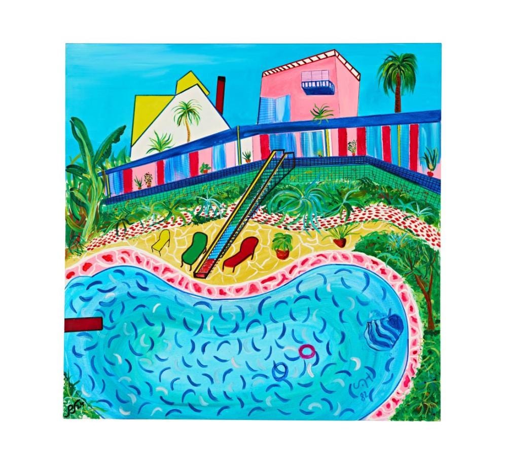 paul jones contemporary david hockney s pool oil on canvas signed · PLAKAS · 2025-06-27 Paul Jones comparable auction result: paul jones contemporary david hockney s pool oil on canvas signed