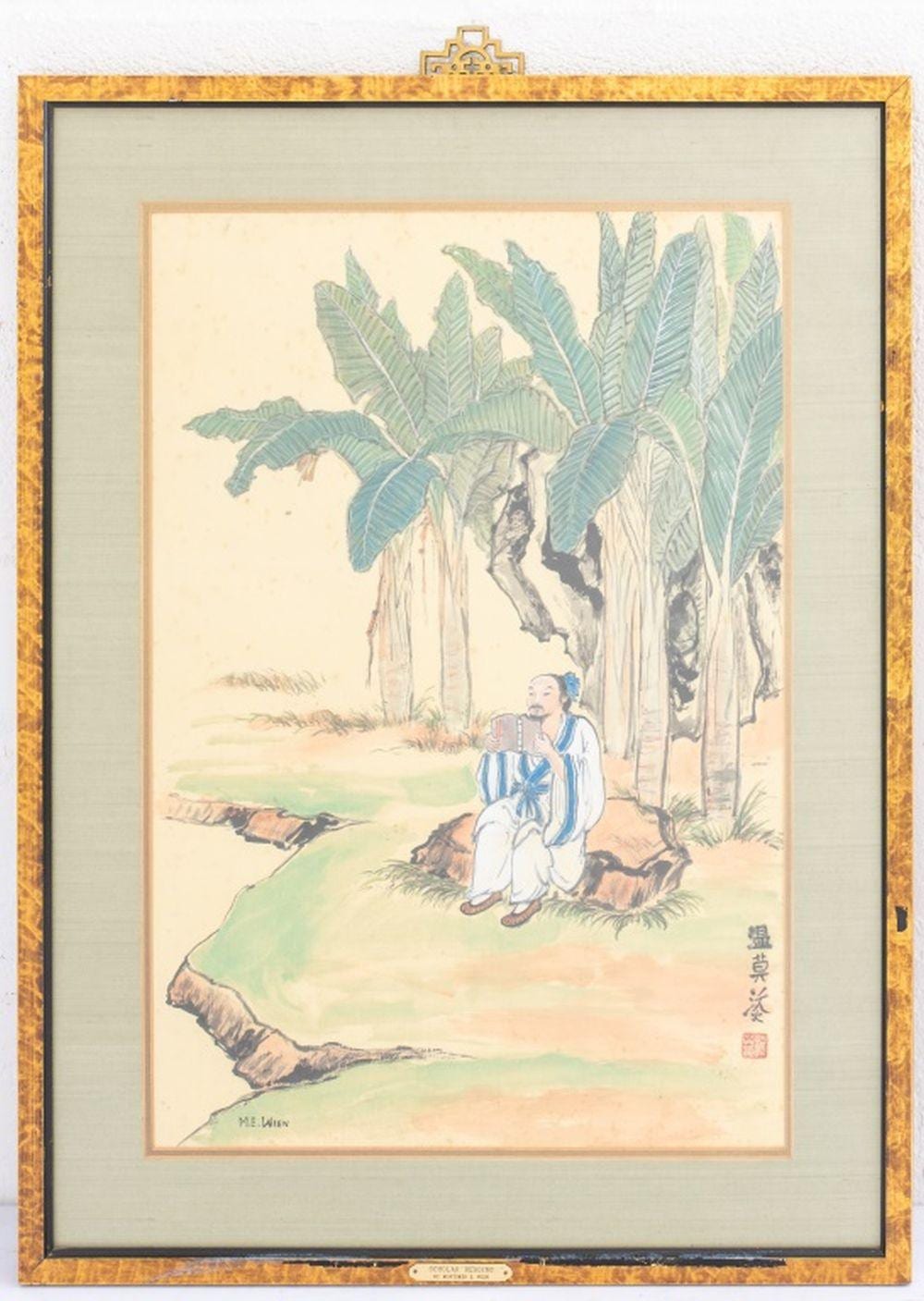 Mortimer E. Wien comparable auction result: m e wien scholar in a palm grove watercolor