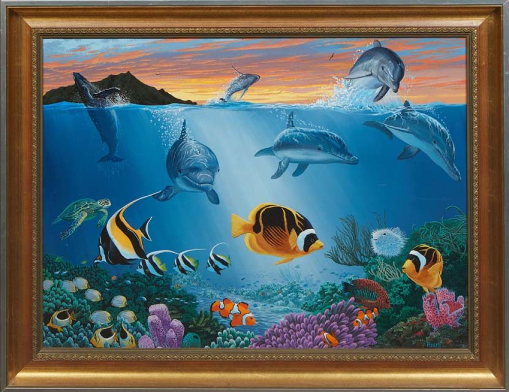 John Akers comparable auction result: john akers louisiana 1944 2006 fantasy island 20th 21st c h 21 1 4 in w 29 1 8 in framed h 27 in w 35 in