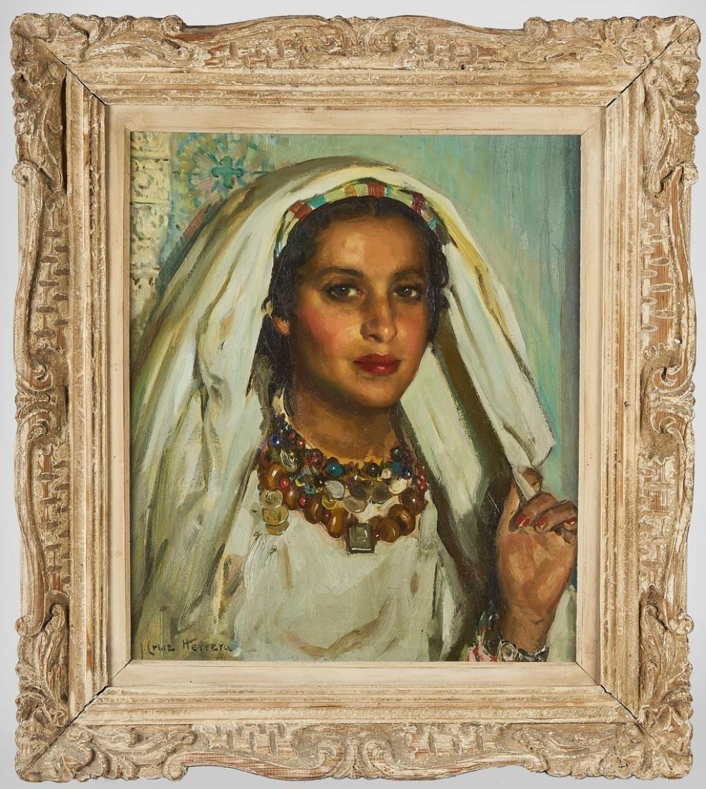 José Cruz Herrera comparable auction result: jos cruz herrera 1890 1972 portrait de femme marocaine