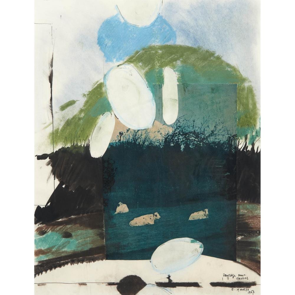 Emile Marze comparable auction result: emile marze 1930 2009 paysage avec vaches 1967