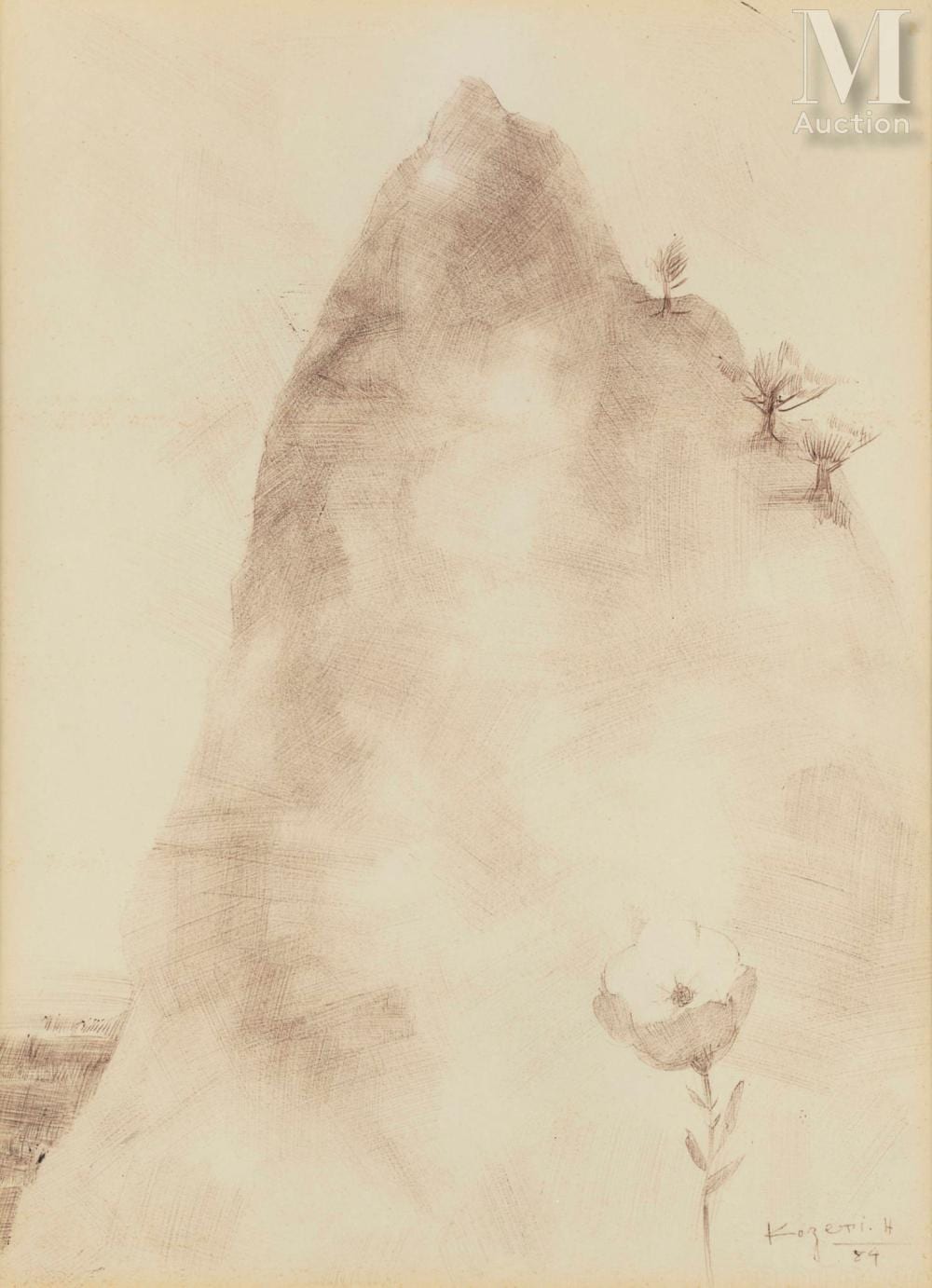 hossein kazemi iran 1924 1996 untitled flower in the mountain · Millon & Associes · 2025-07-06 Hossein Kazemi comparable auction result: hossein kazemi iran 1924 1996 untitled flower in the mountain
