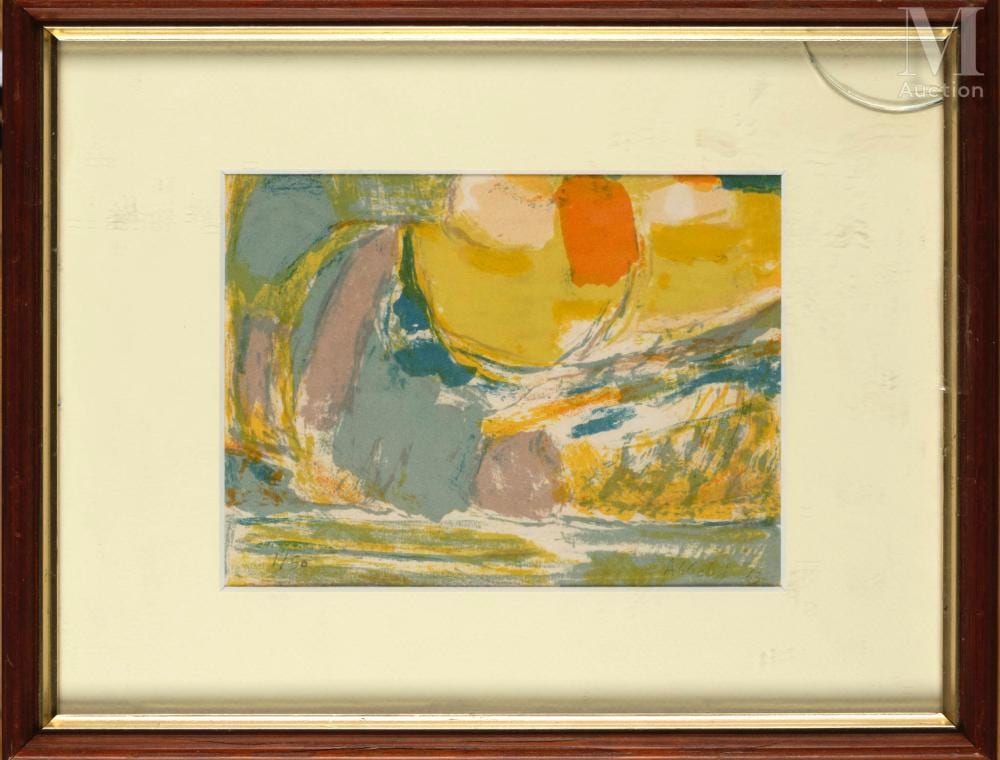 Chafik Abboud comparable auction result: chafic abboud liban 1926 2004 lithographie carte de voeux 1963 de la galerie raymonde cazenave