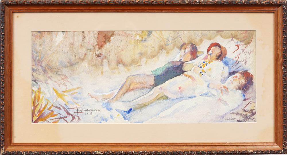 John Lavalle comparable auction result: john lavalle 1896 1971 antique american impressionist lounging beach scene framed painting
