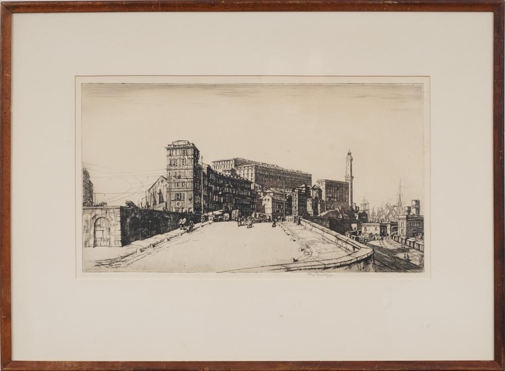 Henry Rushbury comparable auction result: henry rushbury 1889 1968 british artist antique genoa italy cityscape signed framed print