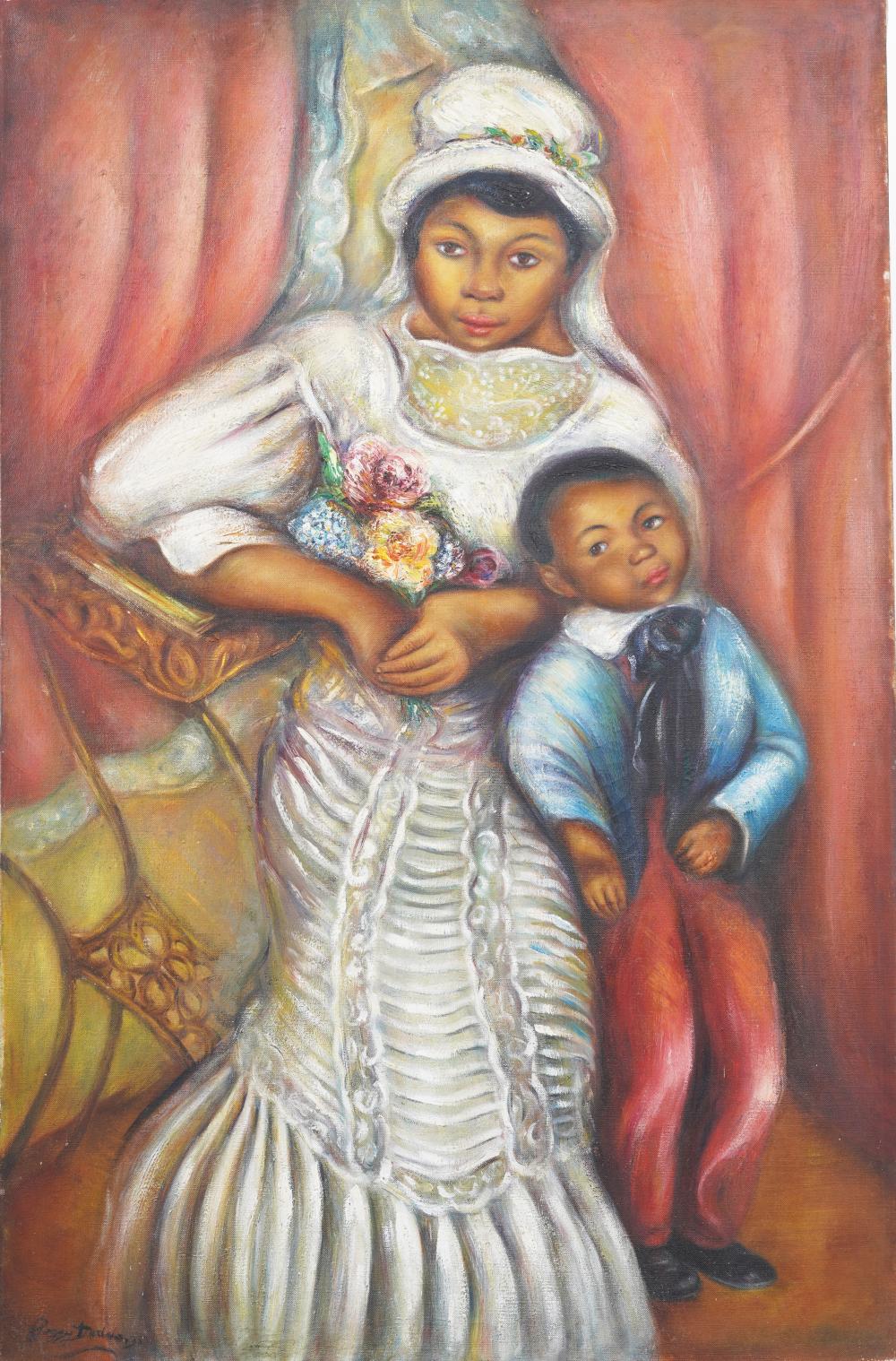 Peggy Dodds comparable auction result: peggy dodds 1900 1987 antique american modernist black family formal portrait signed painting