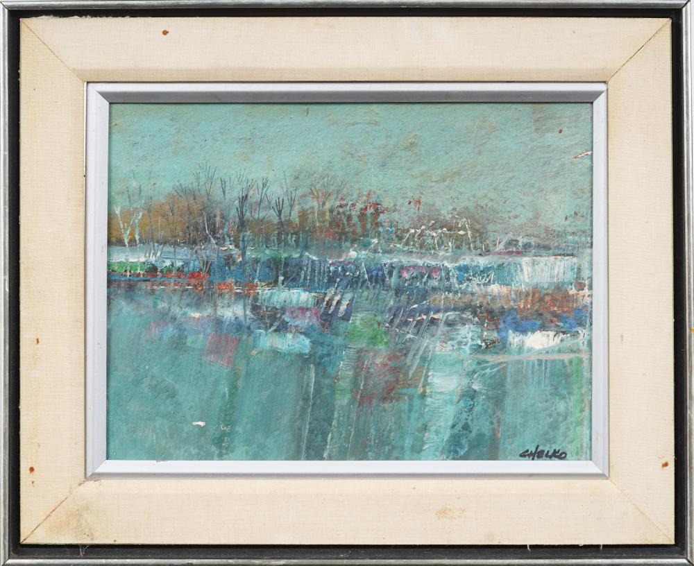 Paul Chelko comparable auction result: paul chelko 1933 2007 forest fable signed antique american modernist abstract oil painting