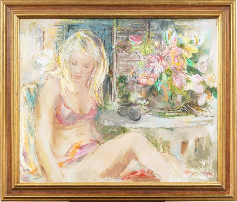 Fay Moore comparable auction result: fay moore vogue girl signed vintage american impressionist portrait framed original oil painting