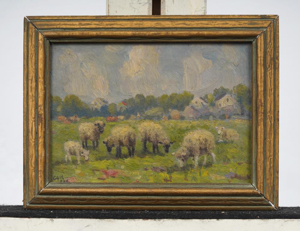 Charles Alfred Meurer comparable auction result: charles alfred meurer 1865 1955 antique american impressionist sheep grazing landscape painting