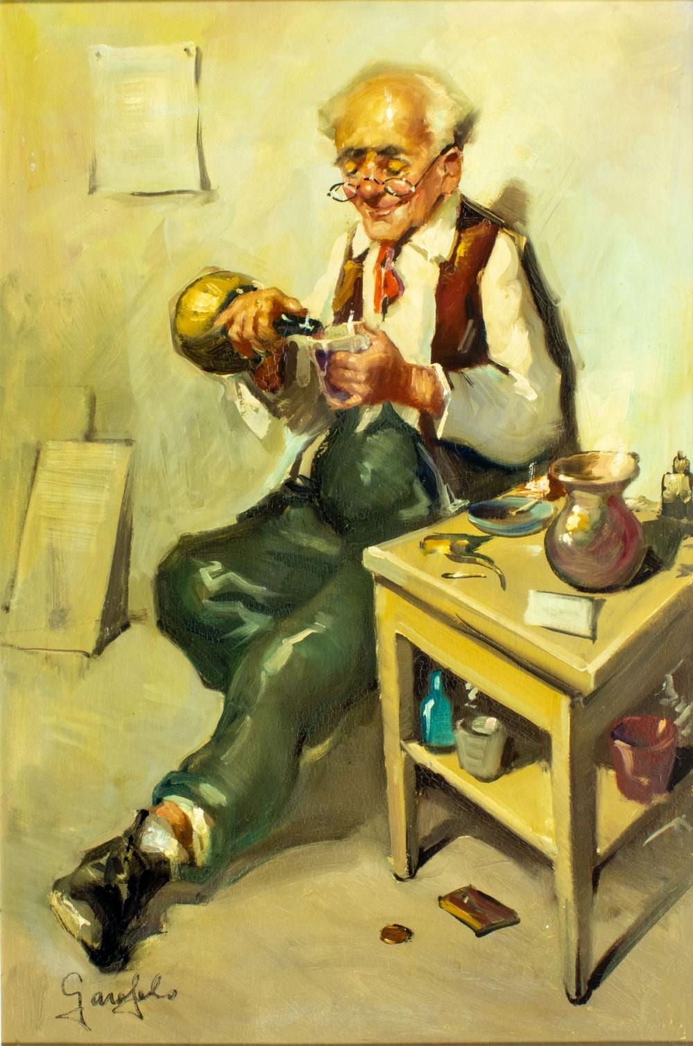 Garofalo comparable auction result: garofalo italy 20c oil painting