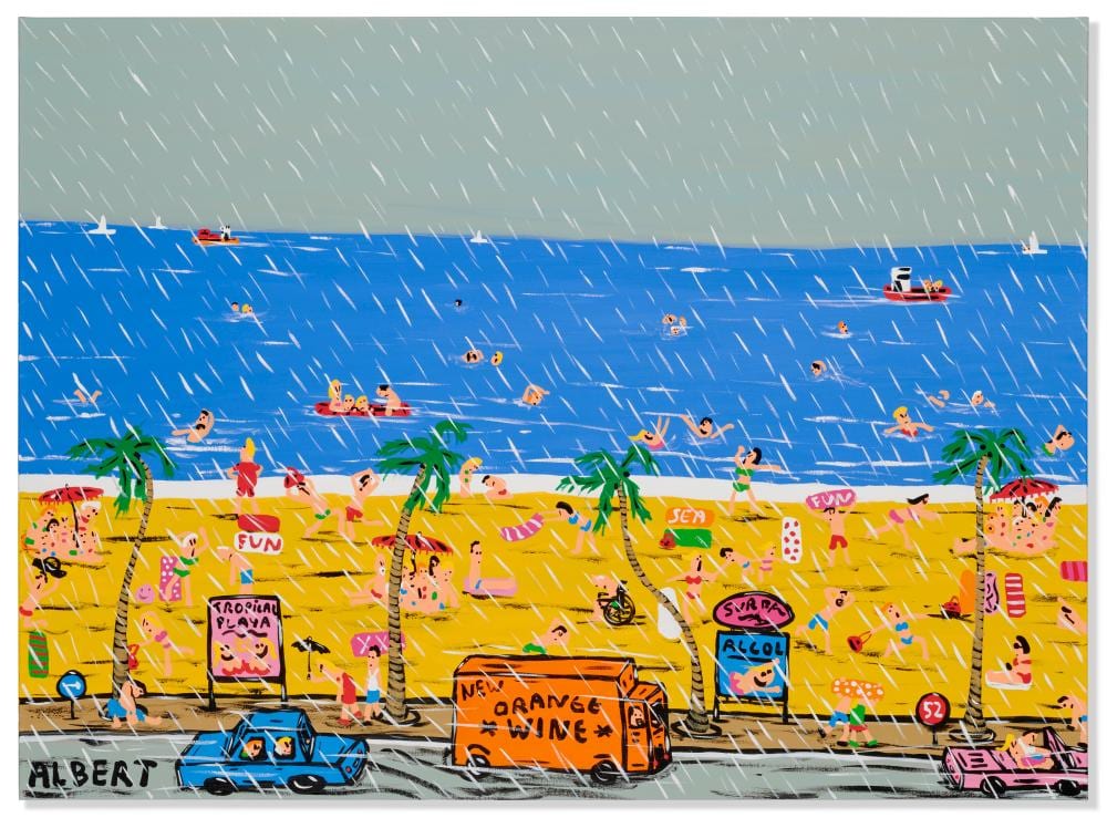 Albert Willem comparable auction result: albert willem b 1979 a heavy rain shower on the beach oil on canvas43