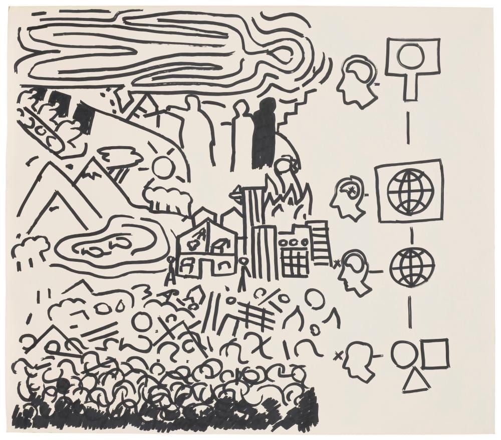 Matt Mullican comparable auction result: matt mullican b 1951 world chart ink on paper59 x 67 3 8in 150 x 171