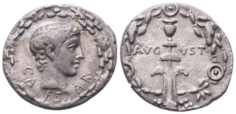 August Cordus comparable auction result: augustus 27 bc 14 ad denarius uncertain eastern mint c 12 bc ar 3 47 g 18 2 mm 5 h