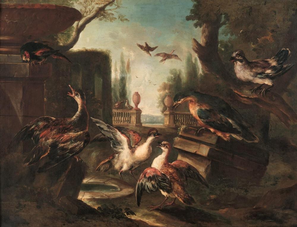 Angelo Maria Crivelli comparable auction result: angelo maria crivelli milano 1730 milano veduta di parco con volatili