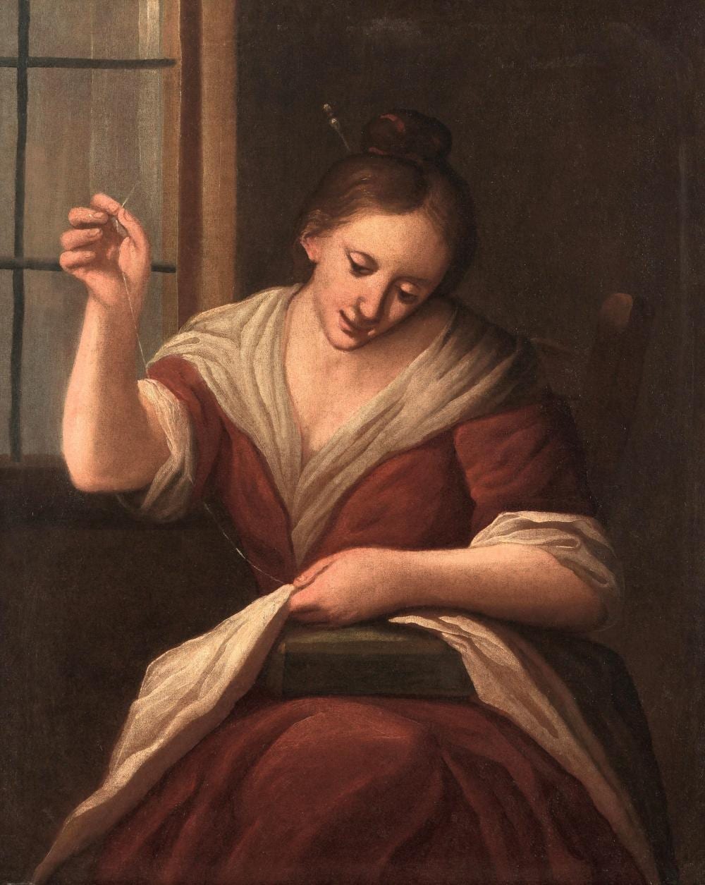Antonio Cifrondi comparable auction result: antonio cifrondi 1655 clusone 1730 brescia donna che cuce