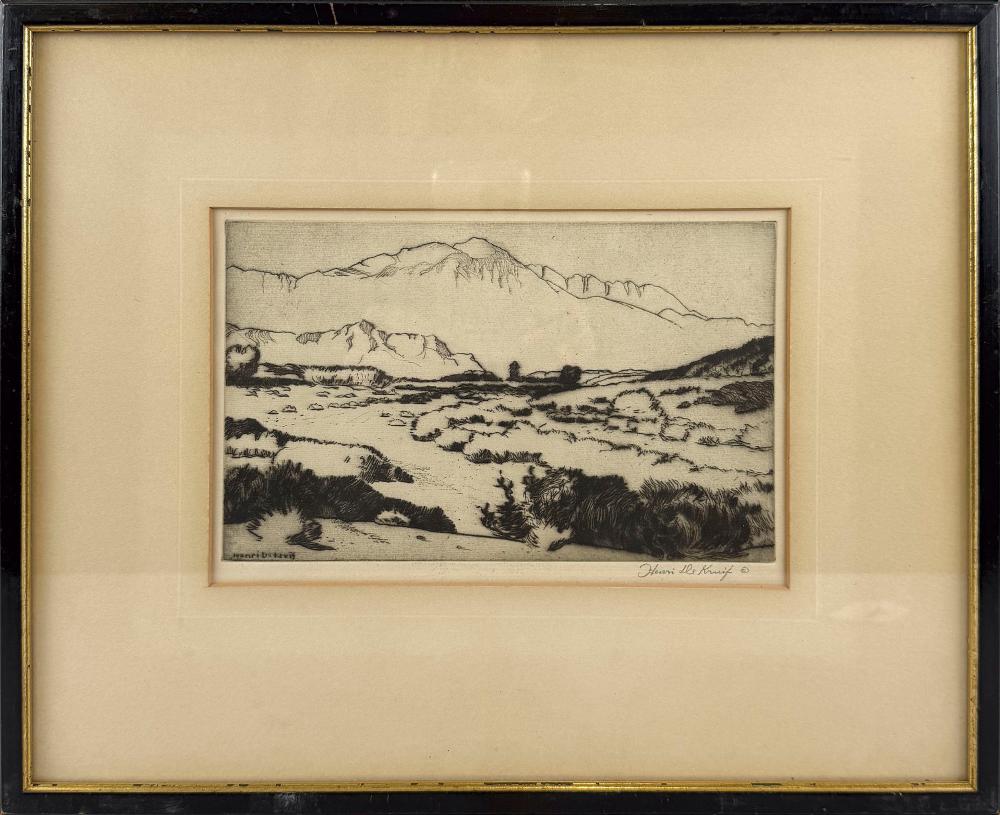 Henri Cornelis Gerard Marie Verstijnen comparable auction result: henri henry gilbert de kruif california michigan 1882 1944 mountain landscape etching 5 5 x 8 75 framed 12 75 x 15 75
