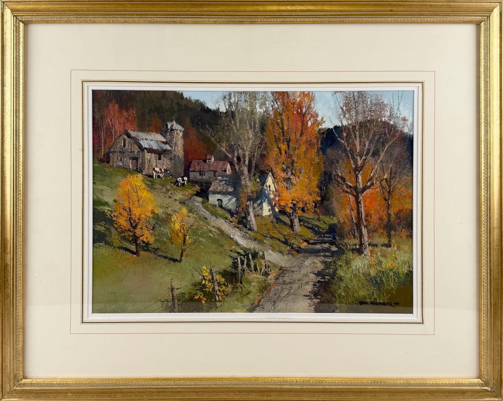 Thomas Andrew Nicholas comparable auction result: thomas andrew nicholas massachusetts connecticut 1934 vermont autumn watercolor on paper 14 x 20 sight framed 25 x 31