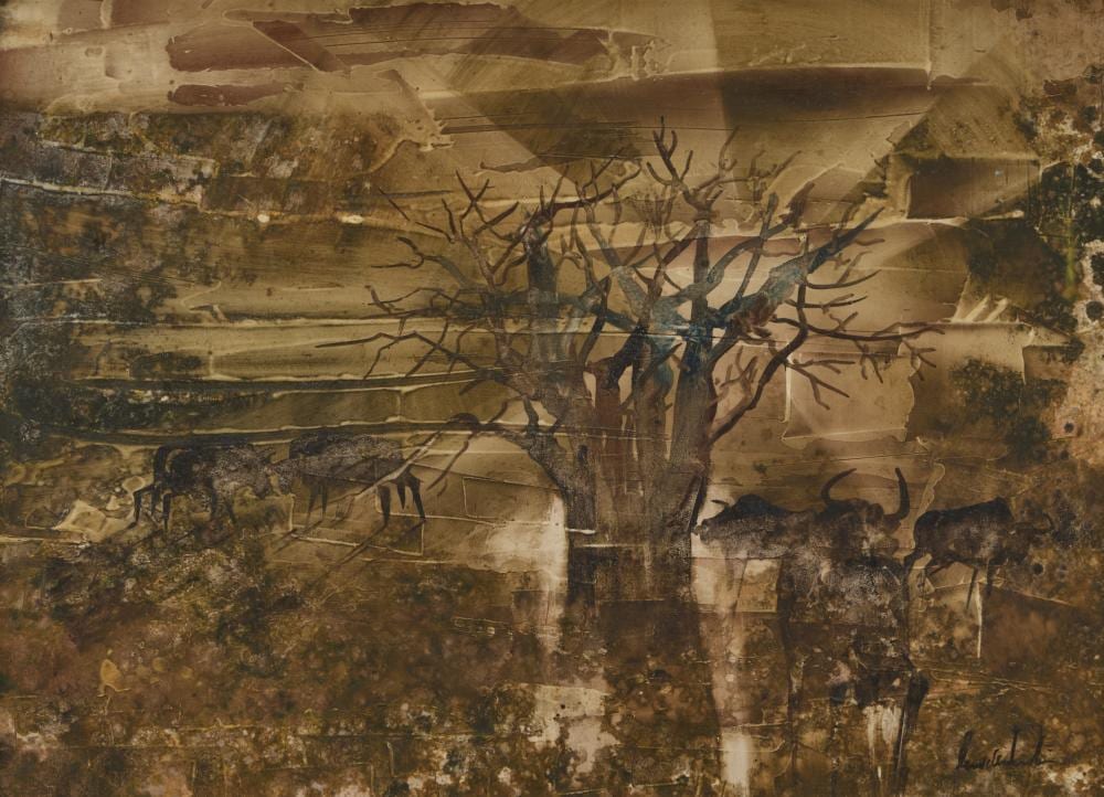 Gordon Vorster comparable auction result: gordon vorster south african 1924 1988 oryx amongst trees