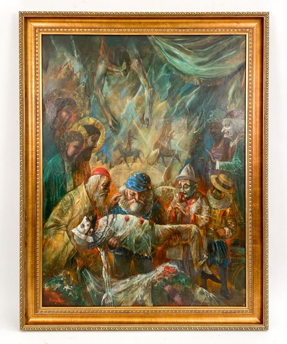 Jonah Kinigstein comparable auction result: jonah kinigstein b 1923 large figurative panel
