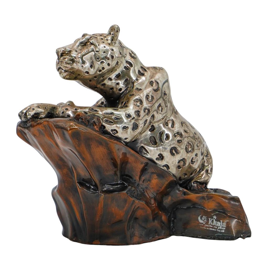 Ricardo Del Rio comparable auction result: ricardo del rio b 1961 mexican kkala bronze silver plate leopard sculpture