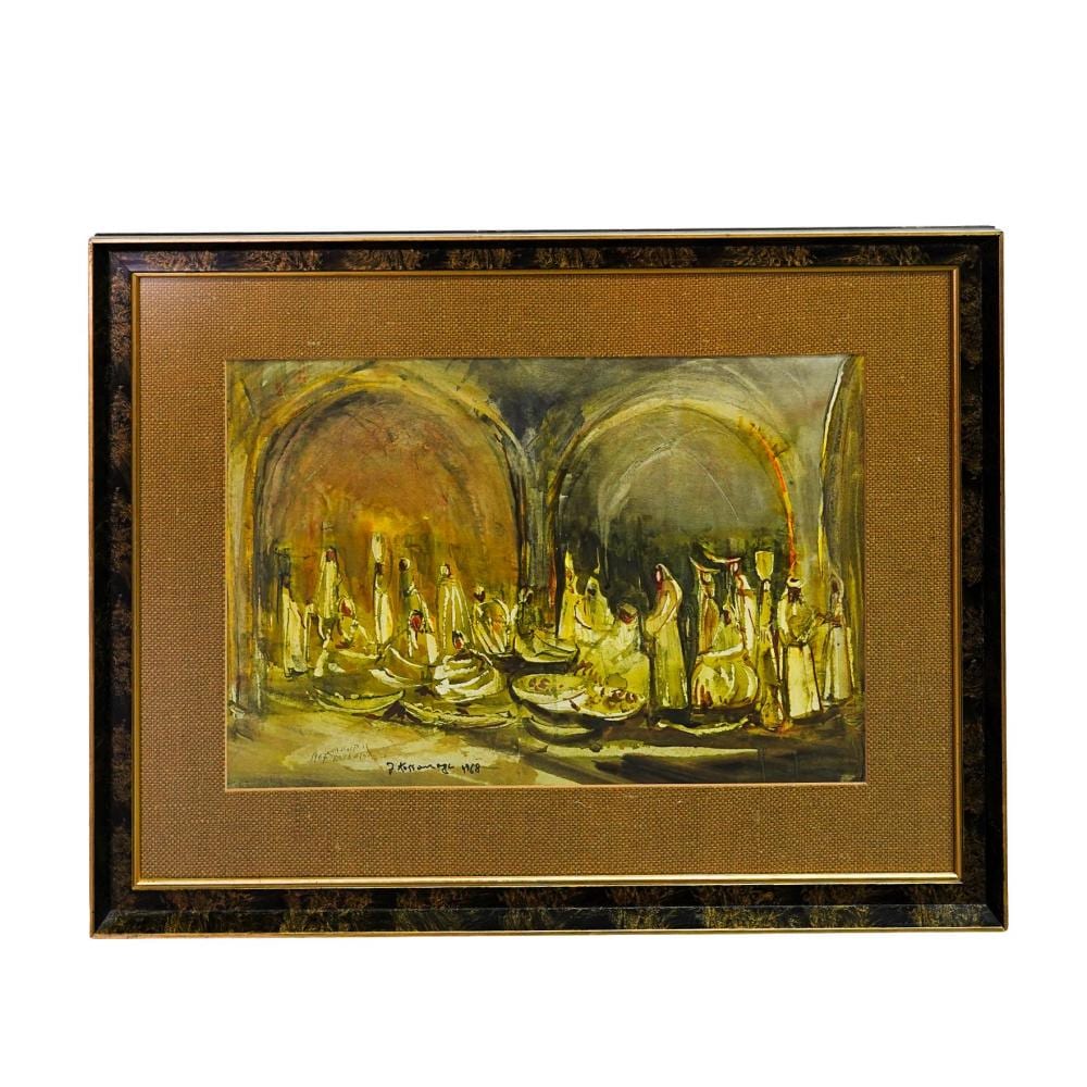 Yosef Kossonogi comparable auction result: yosef kossonogi 1908 1981 israeli watercolor figural painting