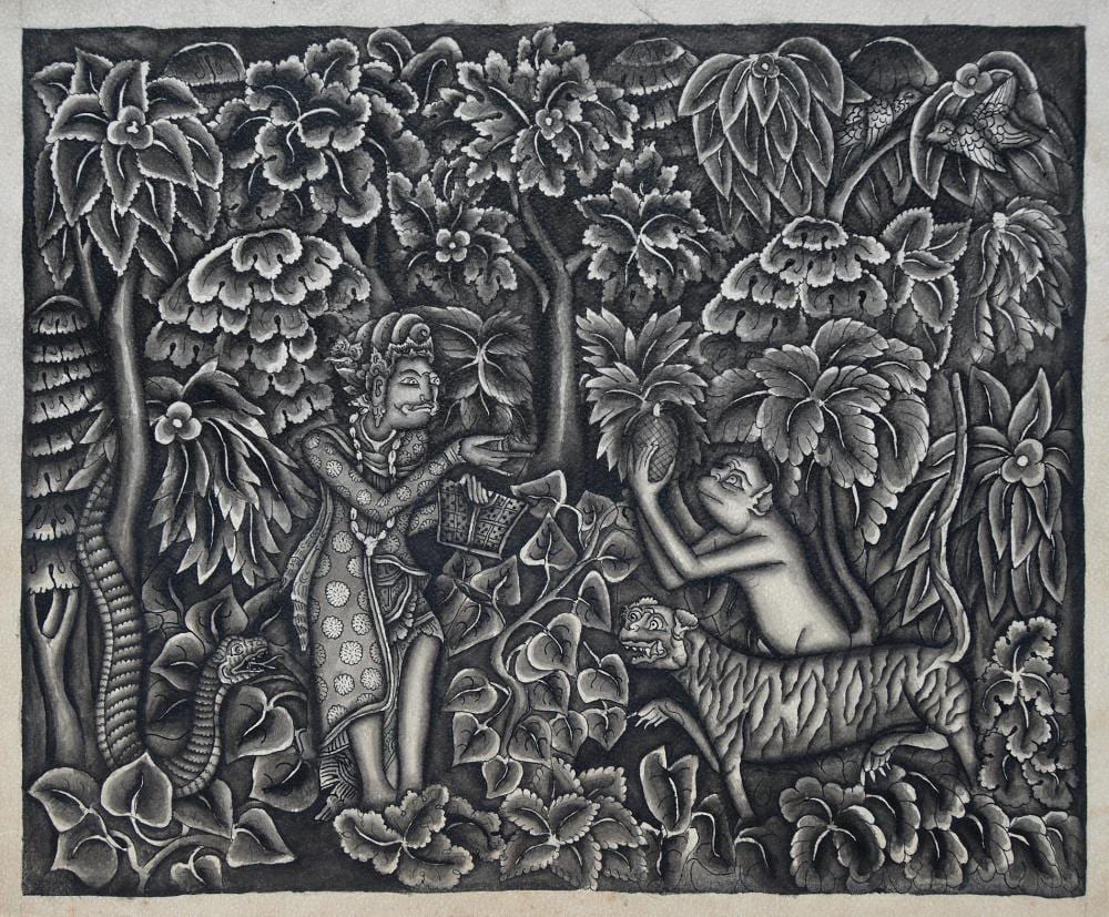 Koepo, Ida Bagus Nyoman; Mythological Scene with a Tiger in a Forest comparable sale