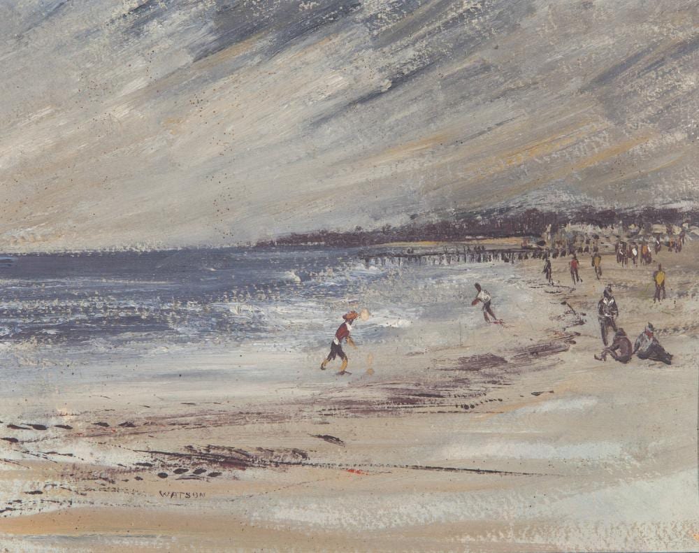 Douglas Watson comparable auction result: douglas watson beach scene geraldton oil on card