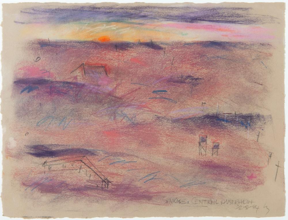Mary MacQueen comparable auction result: mary macqueen sunrise central australia mixed media