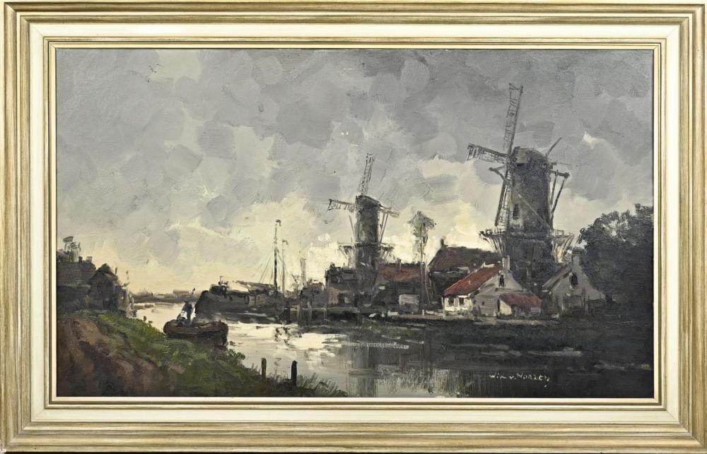 Wim van Norden comparable auction result: wim van norden river view with windmills