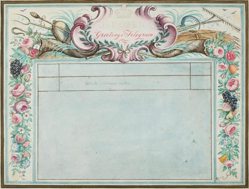 rex whistler british 1905 1944 design for a 1936 post office telegram · Dreweatts 1759 Fine Sales · 2025-07-10 Rex Whistler comparable auction result: rex whistler british 1905 1944 design for a 1936 post office telegram