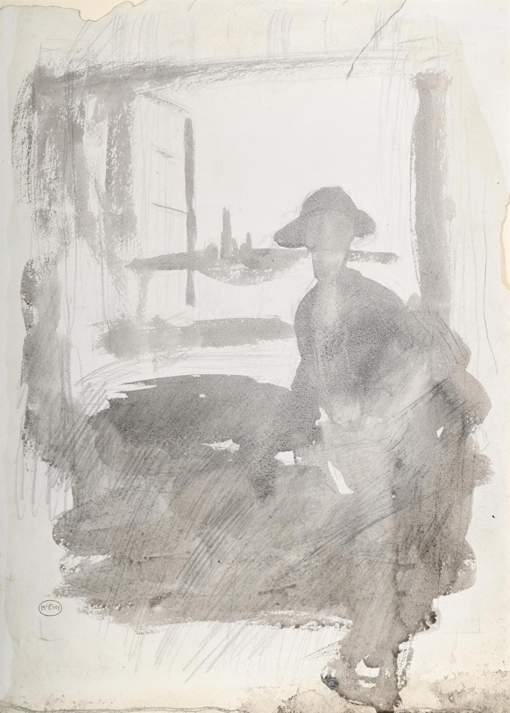 Ambrose McEvoy comparable auction result: ambrose mcevoy british 1877 1927 lady at a window