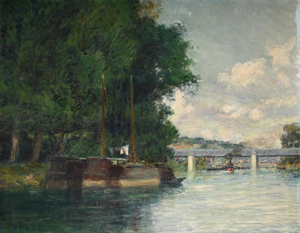 Paul Vogler comparable auction result: paul vogler french 1852 1904 peniches sur la riviere