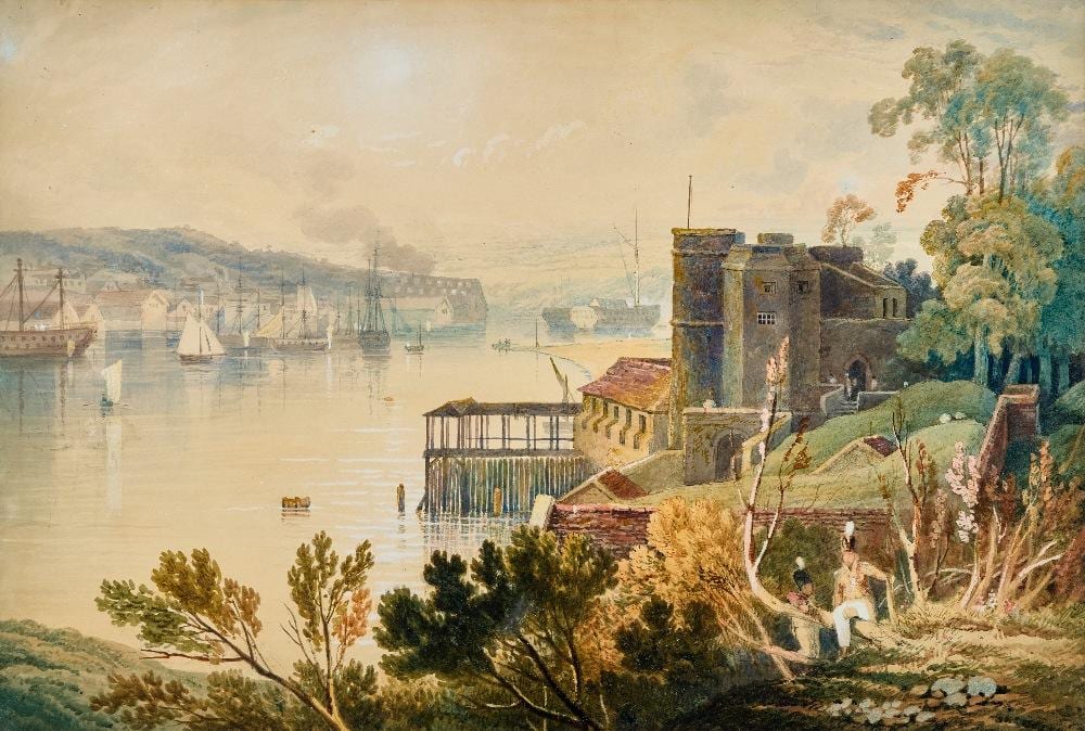 Henry Gastineau comparable auction result: henry gastineau british 1791 1876 upnor castle on the medway pencil