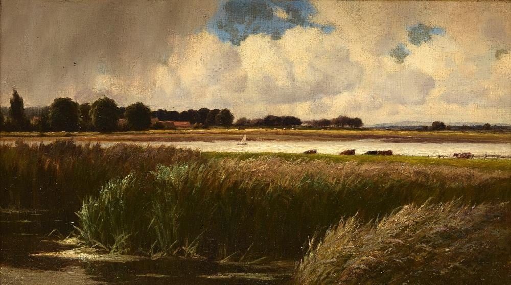 Reginald Aspinwall comparable auction result: reginald aspinwall british 1855 58 1921 the coming shower oil on ca