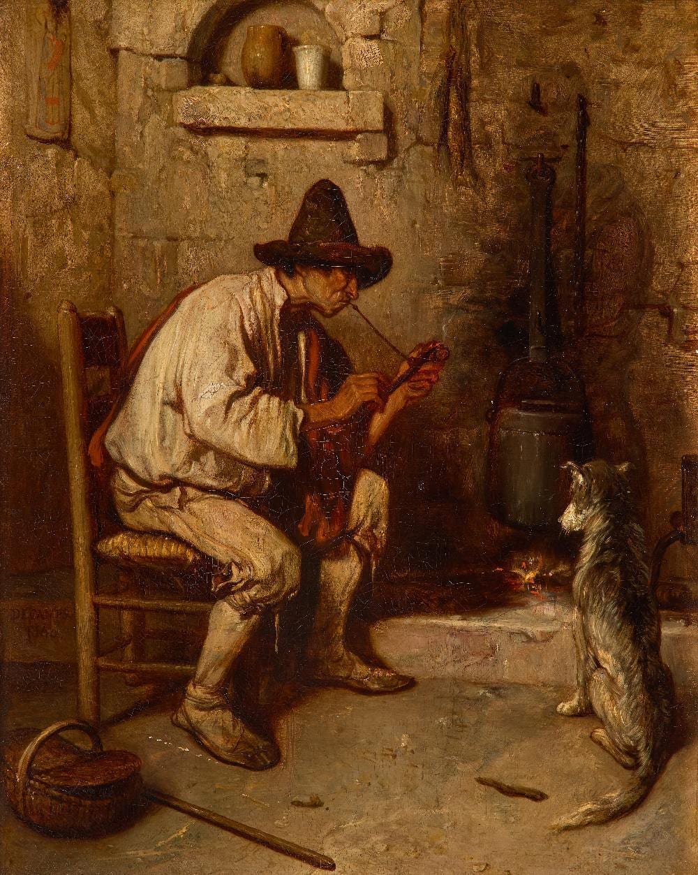 Alexandre-Gabriel Decamps comparable auction result: alexandre gabriel decamps french 1803 1860 a man and his dog seated by