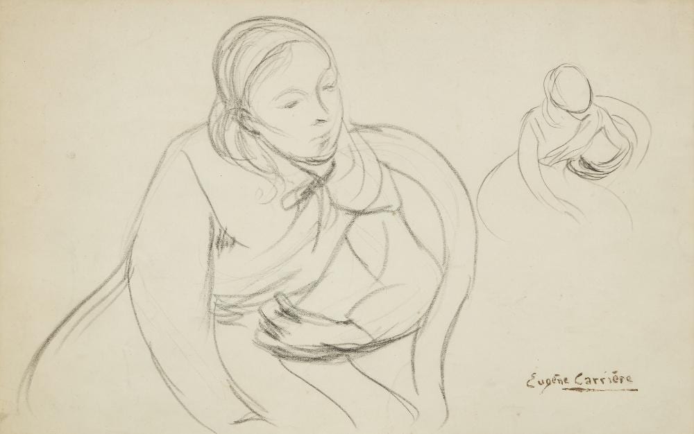 Eugène Carrière comparable auction result: eug ne anatole carri re french 1849 1906 etude de femme assise penc