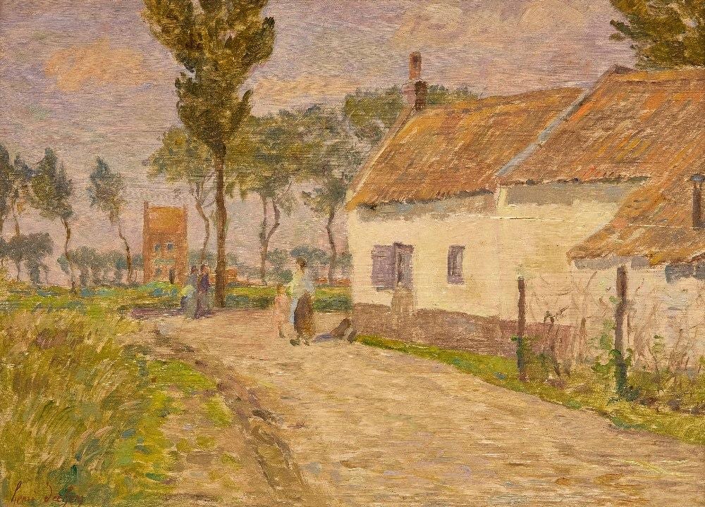Henri Duhem comparable auction result: henri aim duhem french 1860 1941 le village oil on panel signed